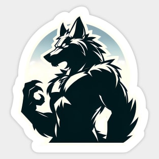 Simple Anthro Furry Werewolf Silhouette Sticker